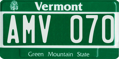 VT license plate AMV070