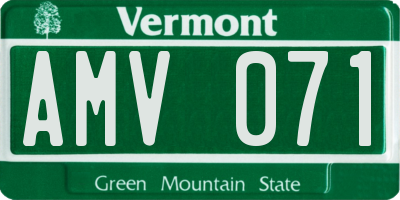 VT license plate AMV071