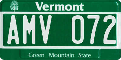 VT license plate AMV072