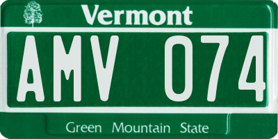 VT license plate AMV074
