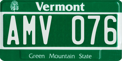 VT license plate AMV076