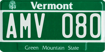 VT license plate AMV080