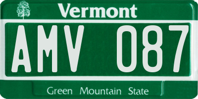 VT license plate AMV087