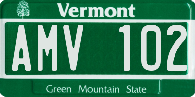 VT license plate AMV102