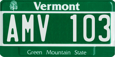 VT license plate AMV103