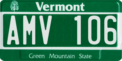 VT license plate AMV106