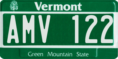 VT license plate AMV122