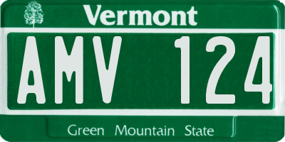 VT license plate AMV124