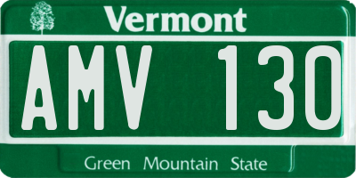 VT license plate AMV130