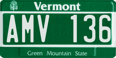 VT license plate AMV136