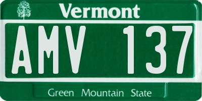 VT license plate AMV137