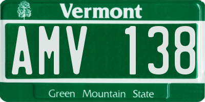 VT license plate AMV138