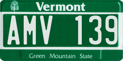 VT license plate AMV139