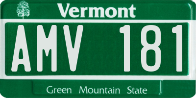 VT license plate AMV181