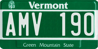 VT license plate AMV190