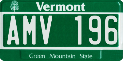 VT license plate AMV196