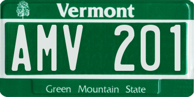 VT license plate AMV201