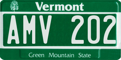VT license plate AMV202