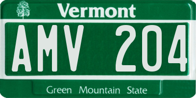 VT license plate AMV204