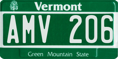 VT license plate AMV206