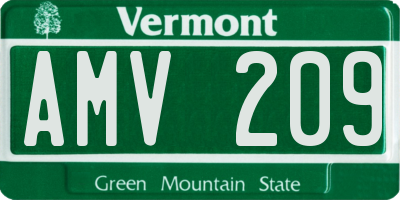 VT license plate AMV209