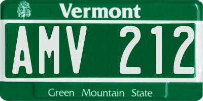 VT license plate AMV212