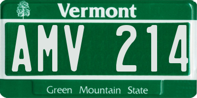 VT license plate AMV214