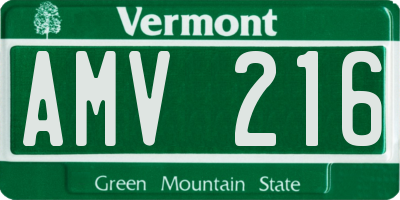 VT license plate AMV216