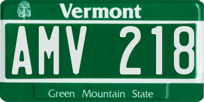VT license plate AMV218