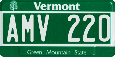 VT license plate AMV220