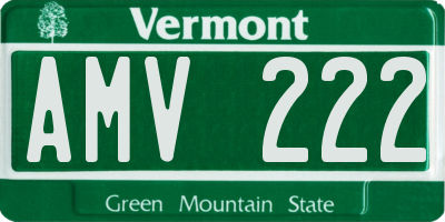 VT license plate AMV222