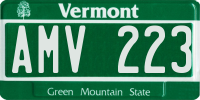 VT license plate AMV223