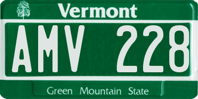VT license plate AMV228