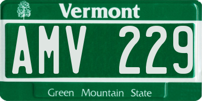 VT license plate AMV229