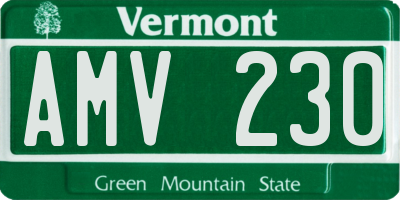 VT license plate AMV230