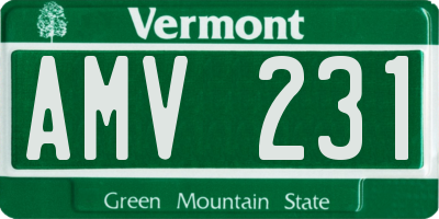 VT license plate AMV231