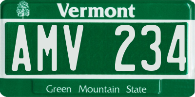 VT license plate AMV234
