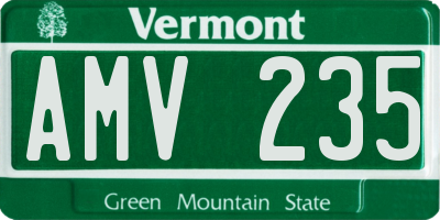 VT license plate AMV235