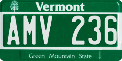 VT license plate AMV236