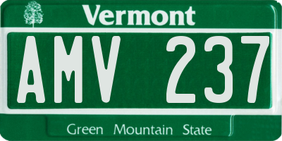 VT license plate AMV237