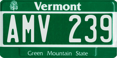 VT license plate AMV239