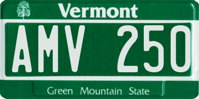 VT license plate AMV250