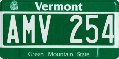 VT license plate AMV254