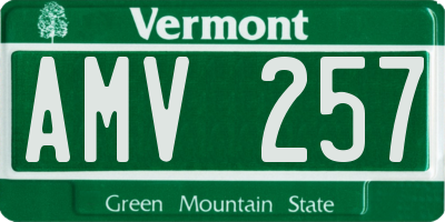 VT license plate AMV257