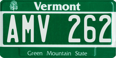 VT license plate AMV262