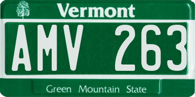 VT license plate AMV263