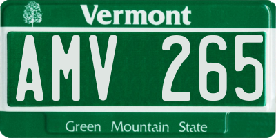 VT license plate AMV265