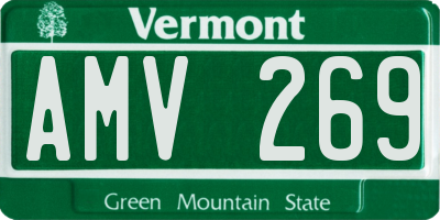 VT license plate AMV269
