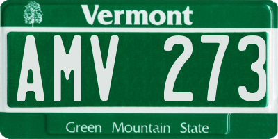 VT license plate AMV273