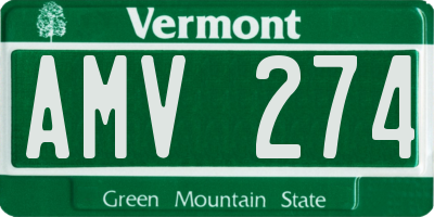 VT license plate AMV274